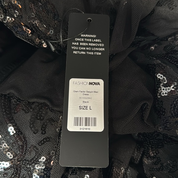 NWT Fashion Nova Glam Factor Sequin Maxi Dress - Black - Picture 6 of 6